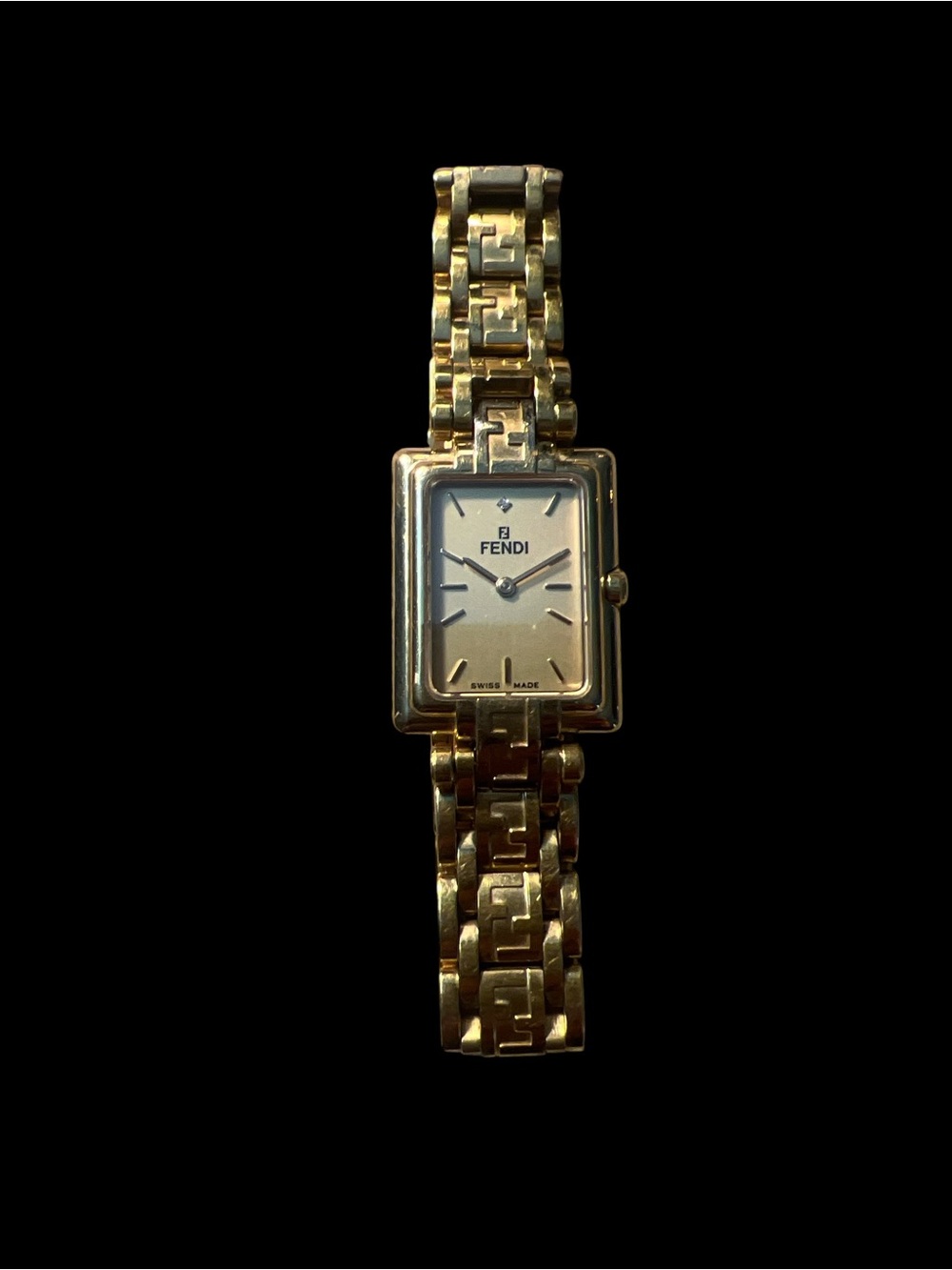 Fendi Gold and Champagne Rectangular Bracelet Watch
